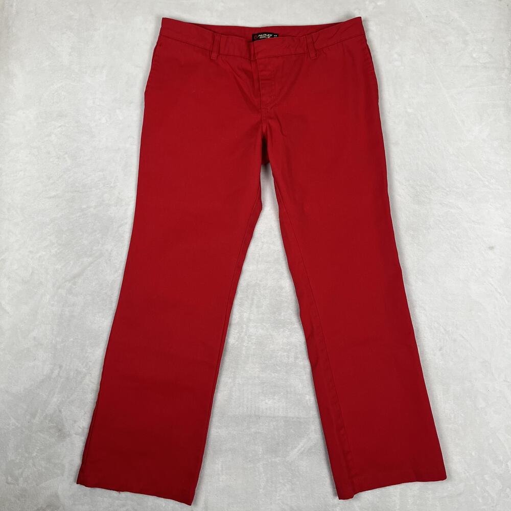 Vintage Hurley Girlie Pants Womens 11 Red Low Rider Twill Chino Straight Leg Y2K